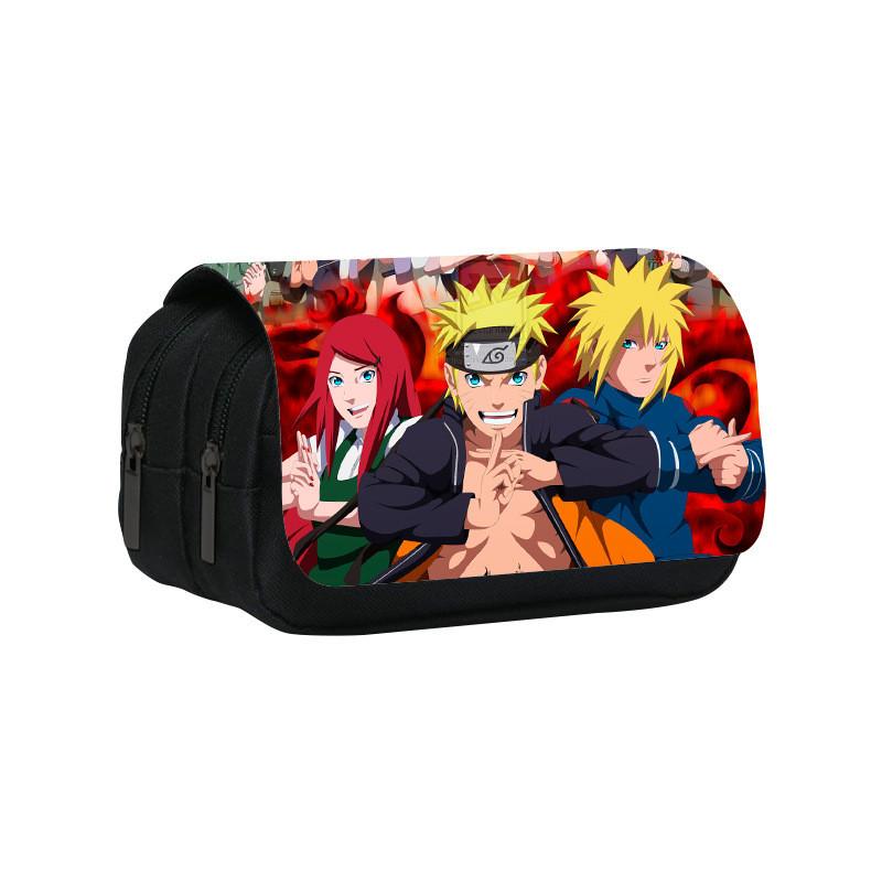 Naruto Shinobi Printed Twin Compartment Pen Pouch With Waterresistant Nylon For Students