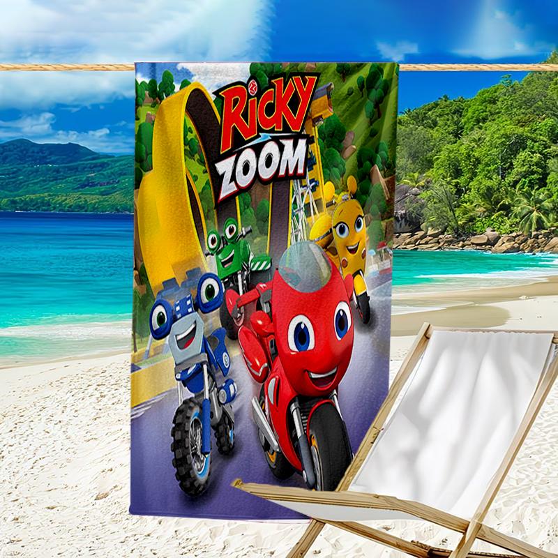 proof beach towel with a Ricky Zoom pattern - soft,absorbent,quick-drying,machine washable - perfect for swimming,camping,bathing