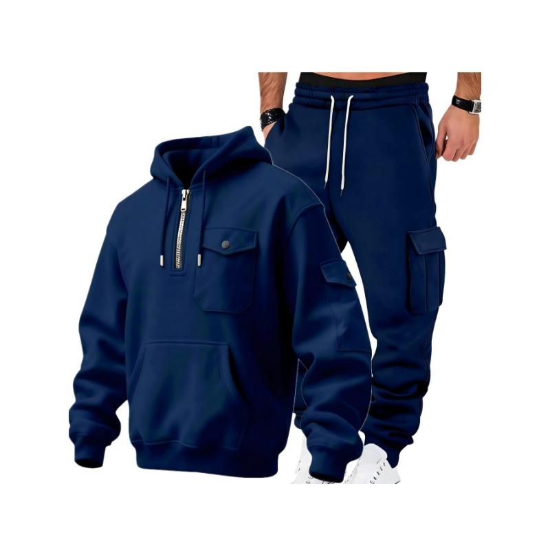 New Wholesale Autumn and Winter Hooded Sweatshirt Trousers Casual Jacket Men's Loose Sports Suit