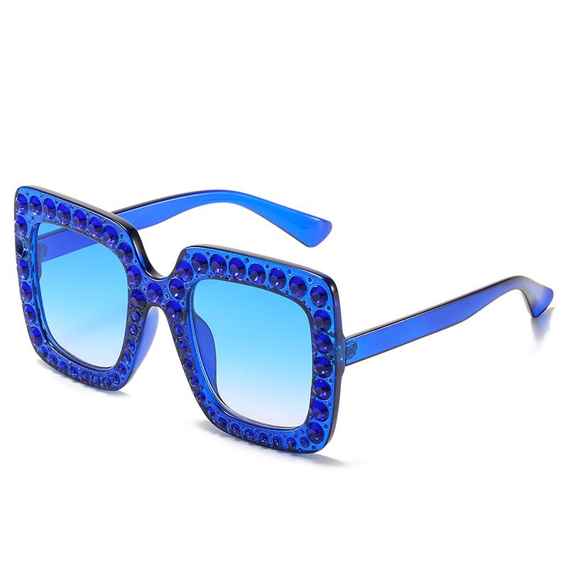 Vintage Oversized Square Sunglasses Women Luxury Crystal Rhinestone Eyewear Colorful Diamond Big Frame Sun Glasses