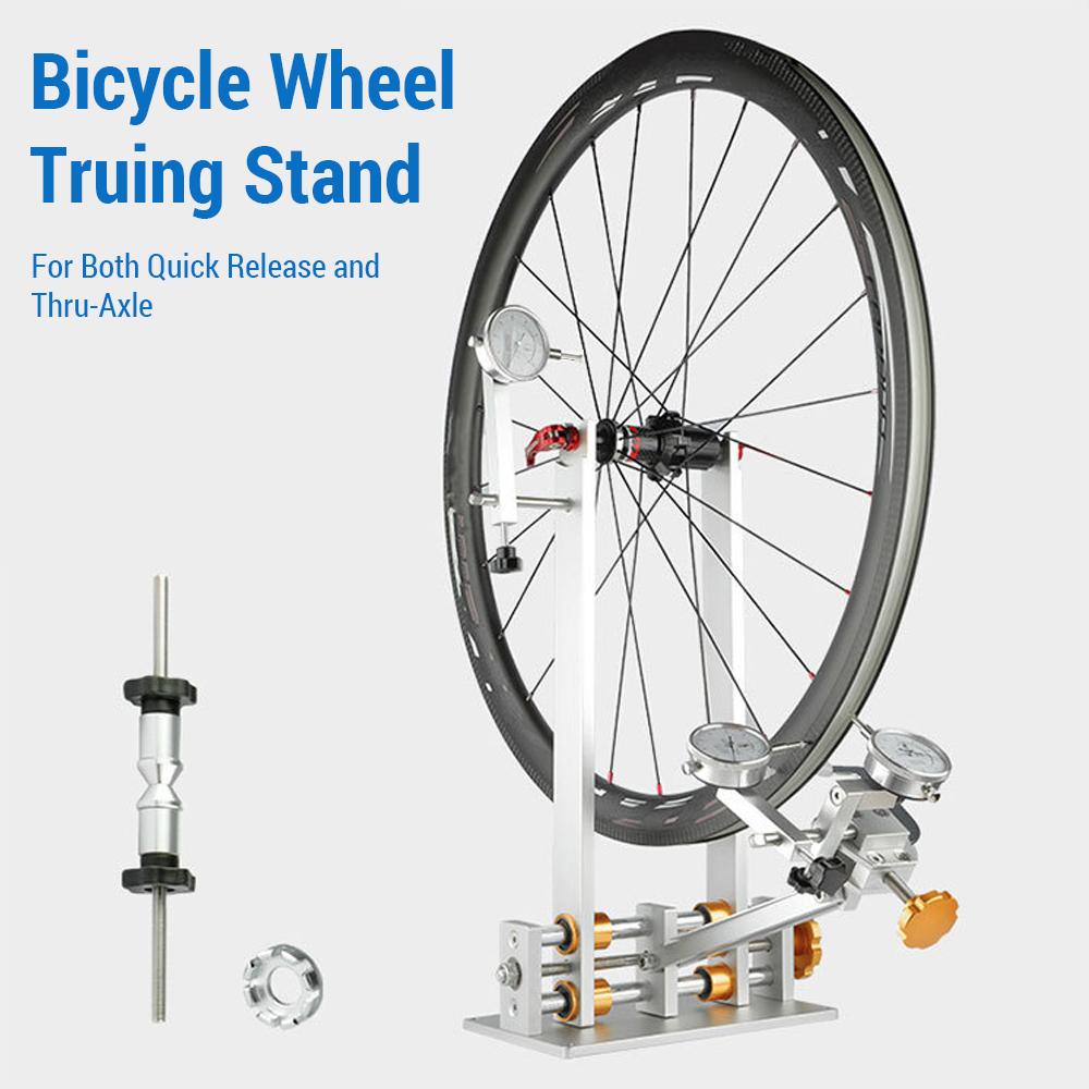 Wheel Alignment Repair Tool with Dial Gauge Bicycle Wheel Truing Stand Bike for Quick Release and Thru-Axle blu