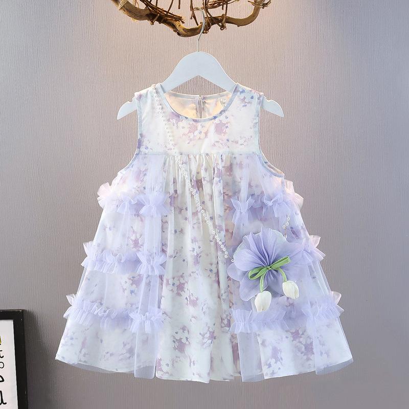 Little Girls Floral Print Sleeveless Strap Princess Dress Casual Summer Party Sundress Kids Birthday Cute A Line Vest Dress