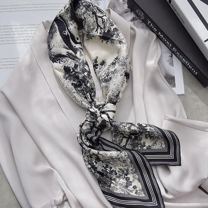 Spring Scarf Women's Luxury Design Polyester Material Smooth Scarf Soft Shawl Beach 90x90cm