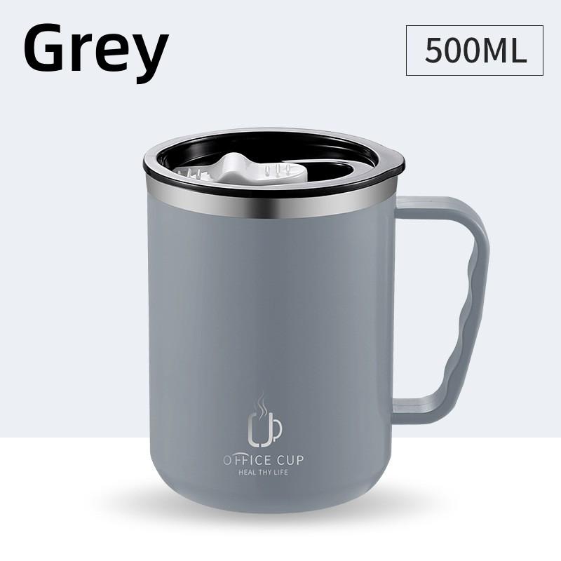 500ML Stainless Steel Mug With Lid Double Layer Coffee Milk Graduated Mouth Cup Creative Insulation Tea Mug Office Thermos Gifts