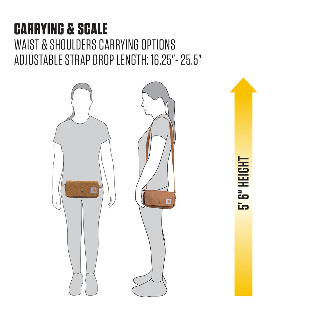 Carhartt Crossbody Horizontal Sling Clutch Waist with Detachable Black Bag, Bag, Bag, Pack, Strap,