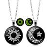 Luminous Sun Moon Couple Necklace 2Pcs/Set, Glow In The Dark Romantic Friendship Jewelry Gifts for Women Men