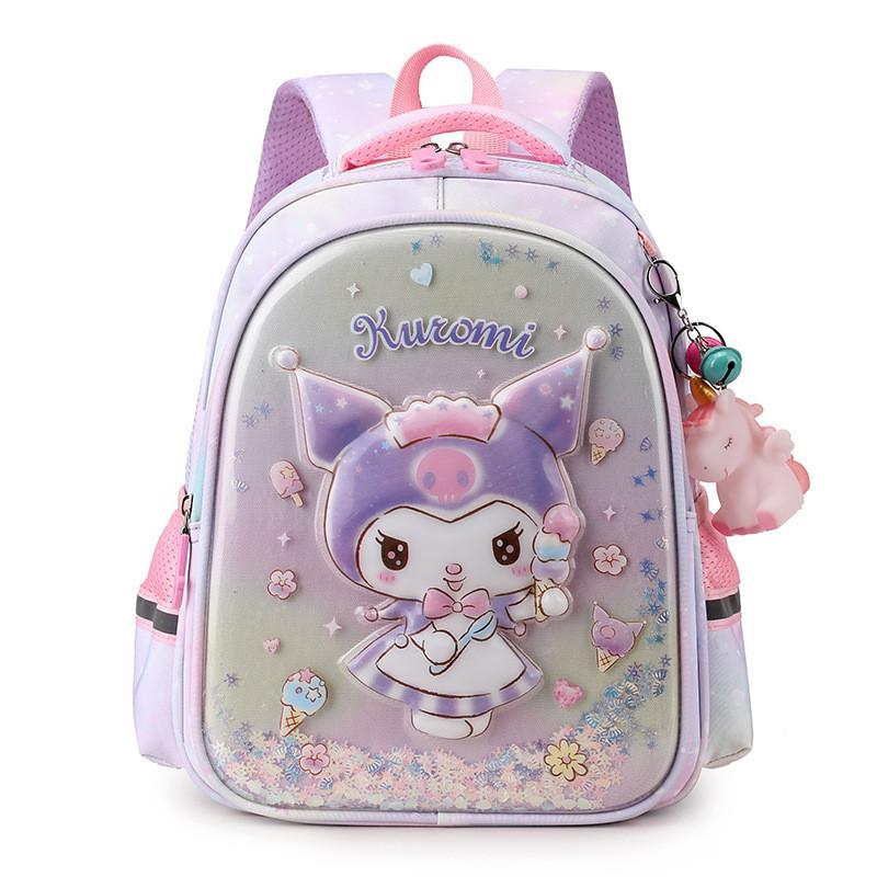 Cartoon Kuromi Kids School Backpack With Breathable Nylon For Girls