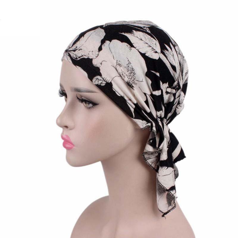 Dámské šátky Chemo Hat Turban Head Headwear Beanie s předvázaným květinovým potiskem