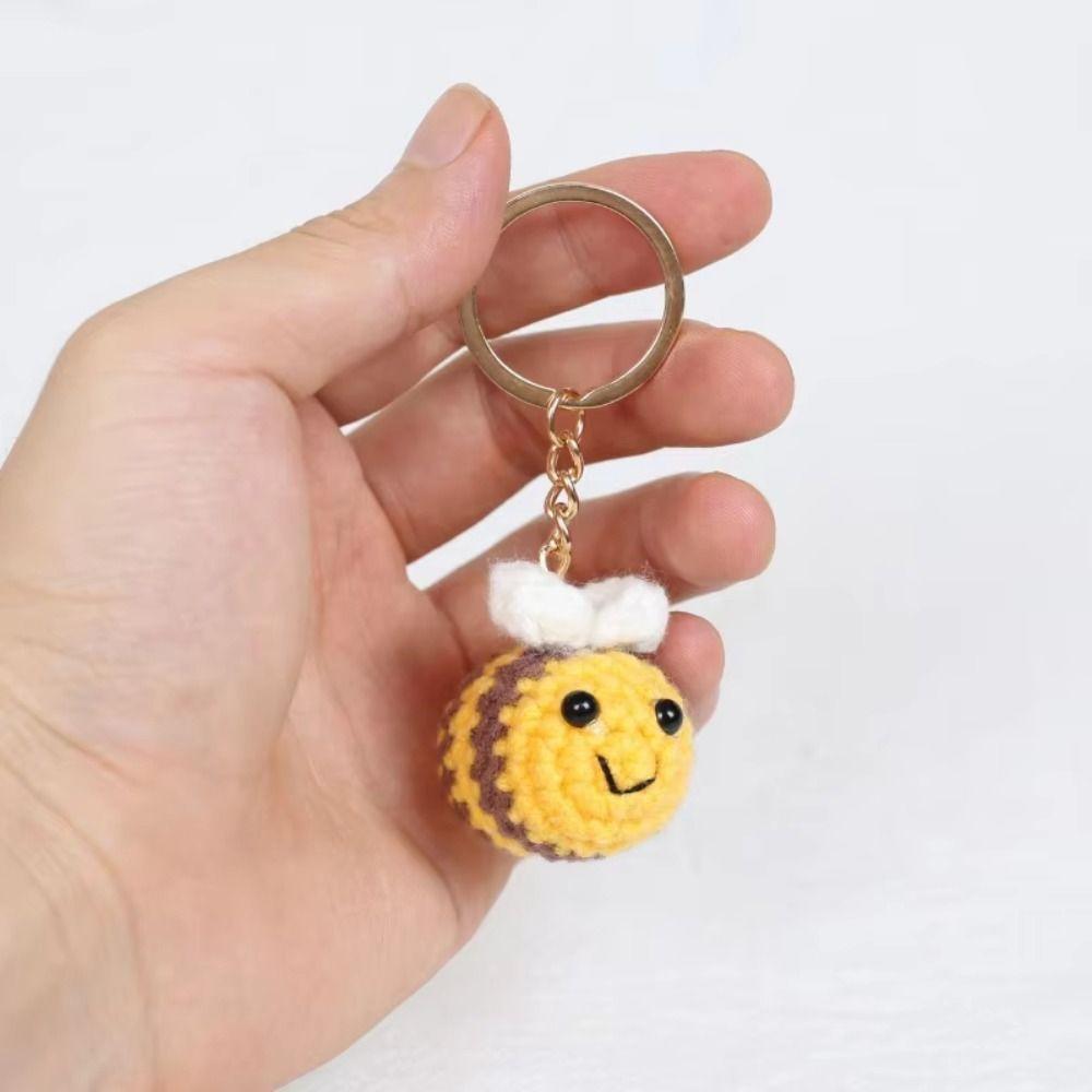 Finished Product Crochet Keychains Handmaking Knitting Insect Fat Bees Pendants  Animal Doll