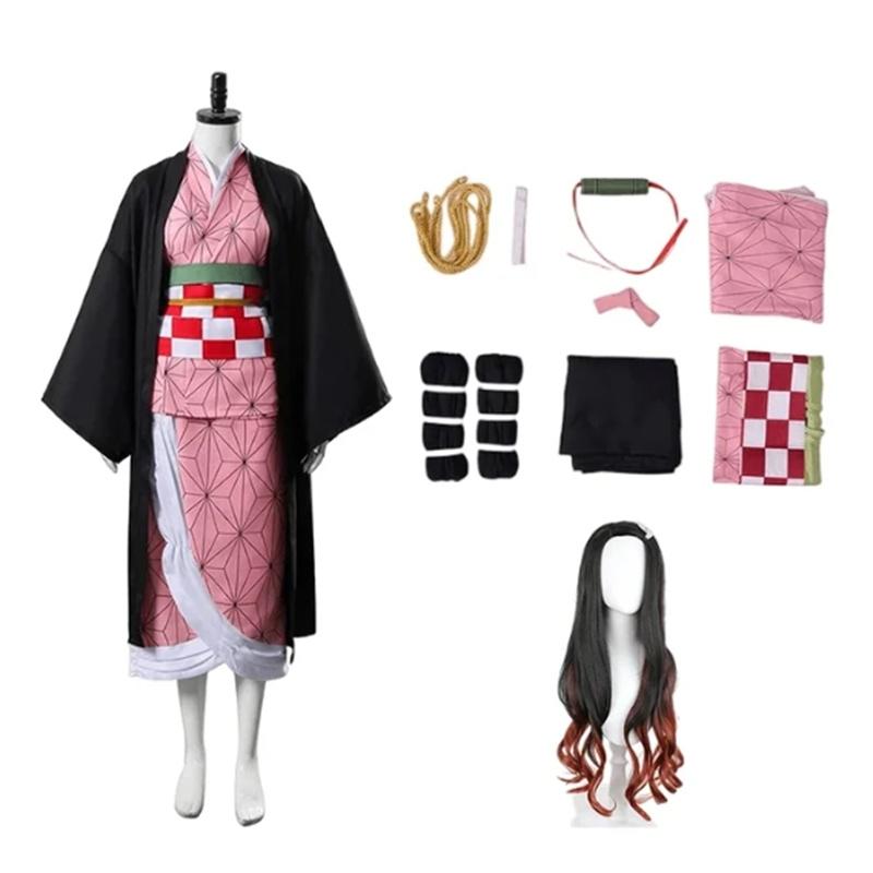 Nový cosplay kostým Kamado Nezuko Japonské anime Karnevalová párty Uniforma pro dospělé Dívčí Halloweenský kostým pro