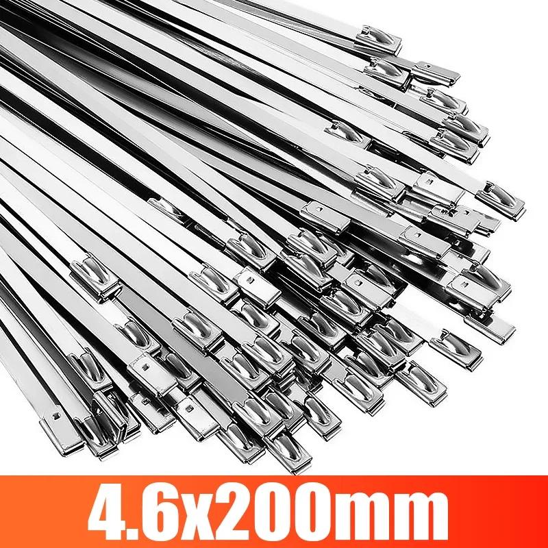 20/100Pcs Stainless Steel Cable Ties Reusable Self-sealed Fastening Rings Cable Tie Multi-Purpose Metal Hardware Cable Organizer