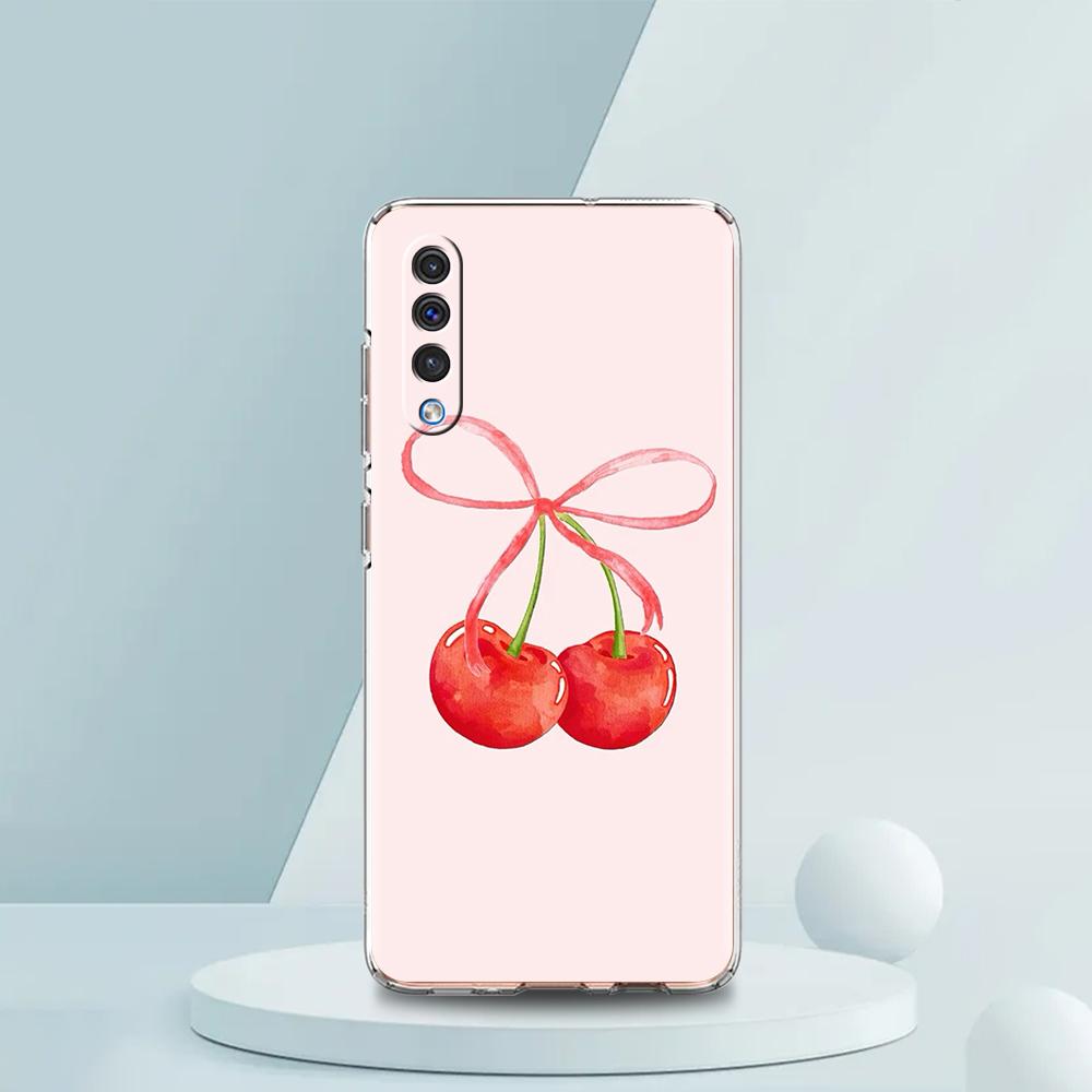 Cute Cherry Bow Phone Case For Samsung A16 A14 A12 A22 A32 5G A34 A42 A52 A54 A50 A70 A30 A40 A20E A10S A20S A02S A04S A06 Cover