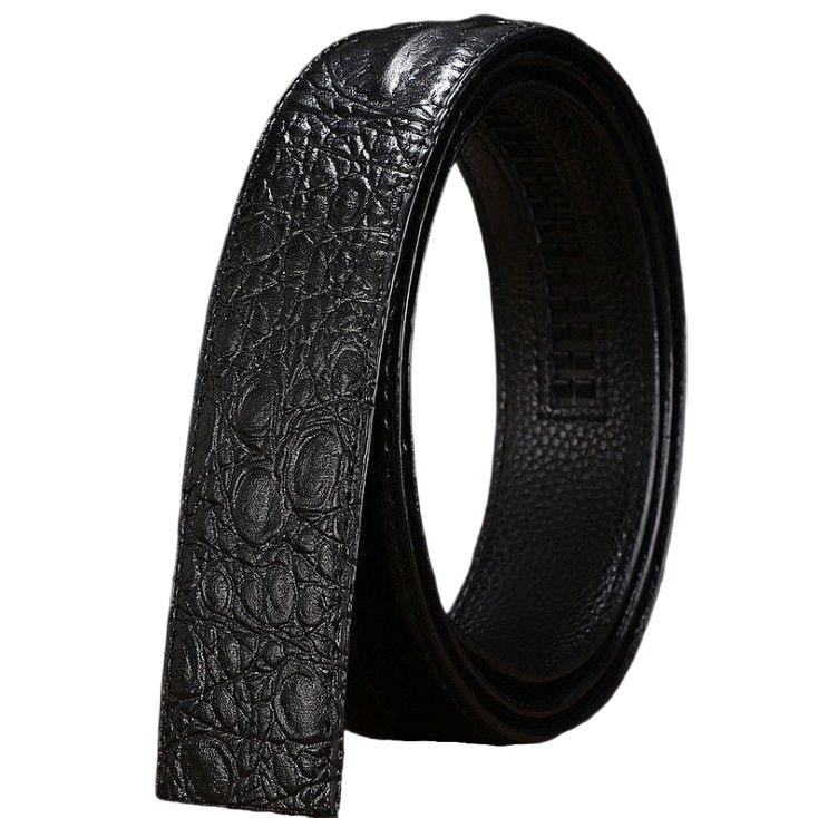 Men's Headless Crocodile Pattern Automatic Buckle Casual Belt with Fishbone Design