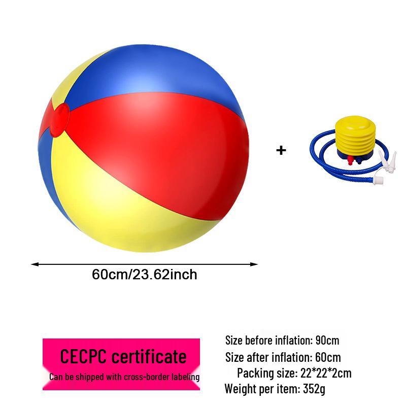 Parent-Child Giant Inflatable PVC Beach Ball - Thick, Colorful Three-Tone Design for Outdoor Fun