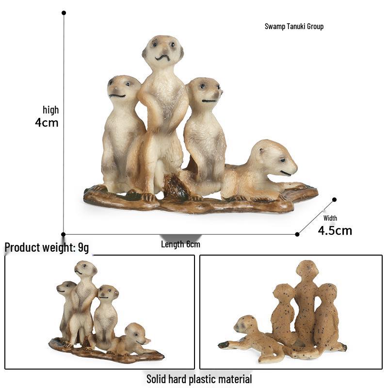 Wild Animal Model Toys: Meerkat, Muskrat, Otter, Beaver, Rat - Solid Cognitive Scene Decor