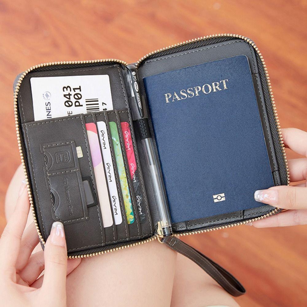 Card Case Passport Cover with SIM Card Slots Waterproof RFID Blocking Passport Clip Female