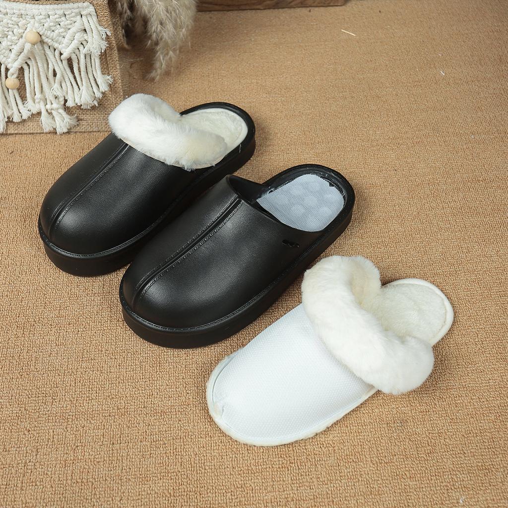 Women's Winter Flat Toe-Cap Home Slippers, Plush Warm and Comfortable Casual Half-Slip Women's Shoes