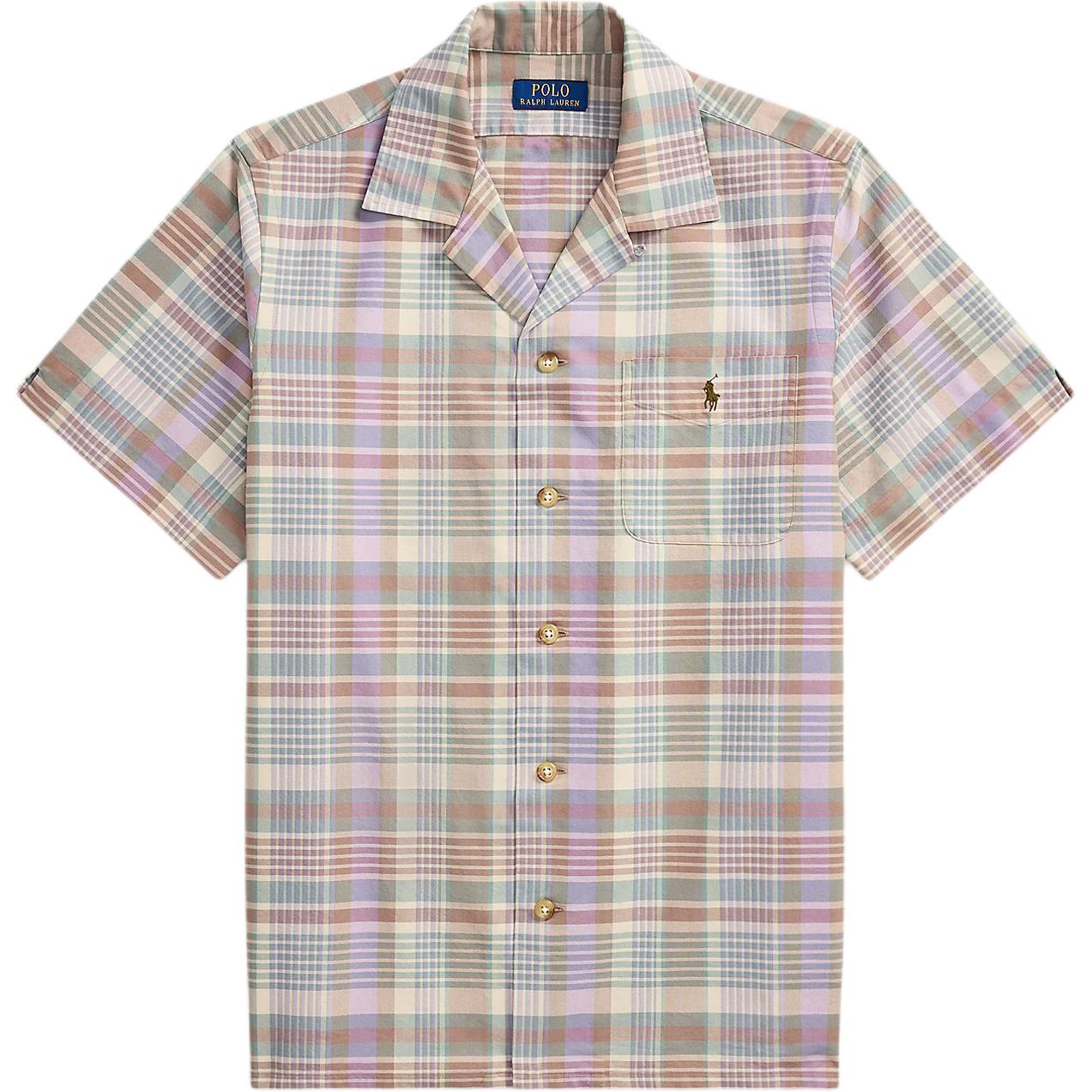 

Polo Ralph Lauren Рубашка с клетчатым воротником-поло, однобортная, с коротким рукавом, мужская, хаки-зеленая, 710971166-001 XXL