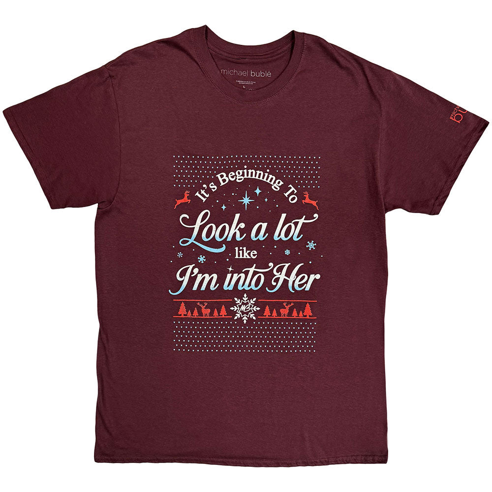 Michael Buble TShirt Into Her Maroon Red OFFICIAL NEW XL