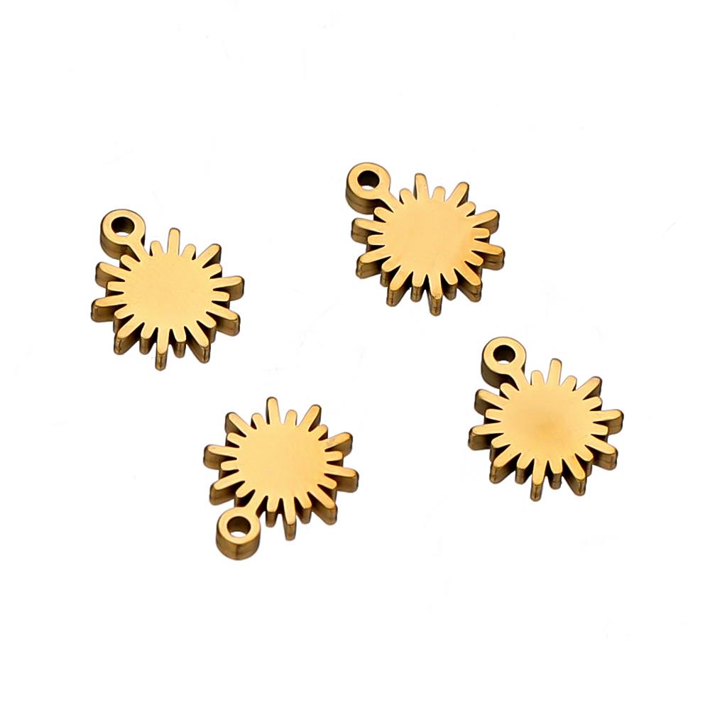 20 pièces Acier Inoxydable Couleur Dorée Pendentifs Tournesol Petites Feuilles Breloques DIY Collier Fabrication de Bijoux Accessoires Bracelet