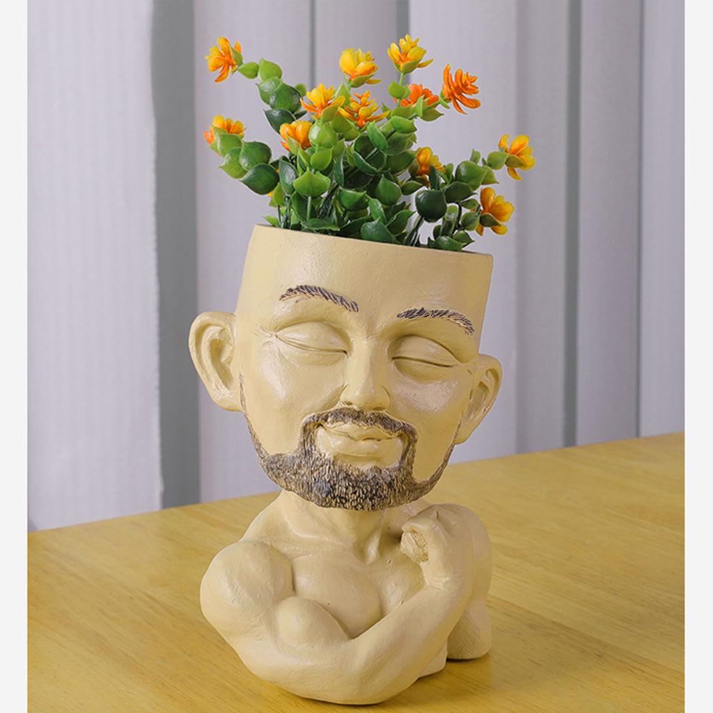 Home Garden Figurine Sculptures Succulents Potted Plant Flower Wares Gardening Ornament for Indoor Outdoor Offices Decor