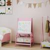 Art Easel for Kids, Double-Sided Whiteboard/Blackboard with Paper Roll, Two Storage Boxes, for Ages 3-8 Years, Pink