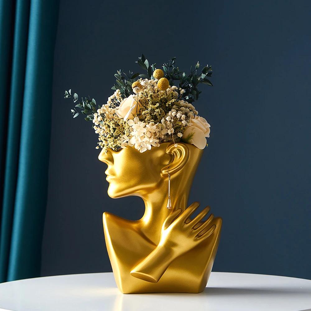 Creative Nordic Style Modern Simple Portrait Art Office Flower Arrangement Ceramic Personality Vase Home Decoration