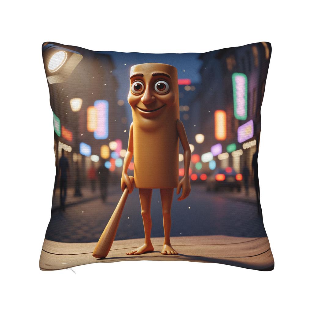 Pillow Cover Tung Tung Tung Sahur Bootleg Brainrot Italian Brainrot Meme Trendy Pillow Case For Living Room Chair Pillowcases