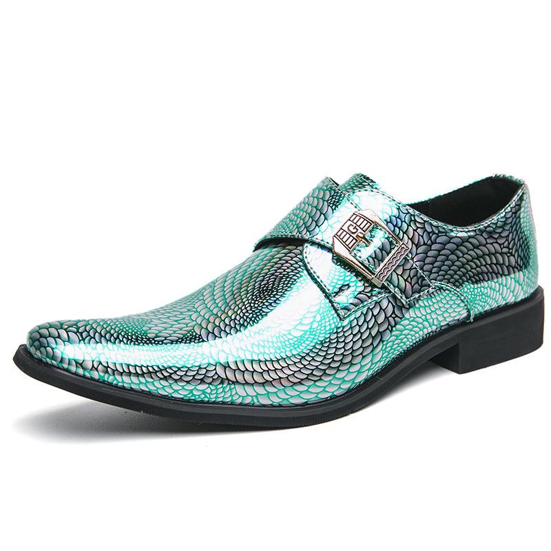 Silver Demon Color-Changing Pointed Toe Chelsea Leather Shoes for Men - Trendy, Casual, Nightclub-Ready Hairstylist Footwear.