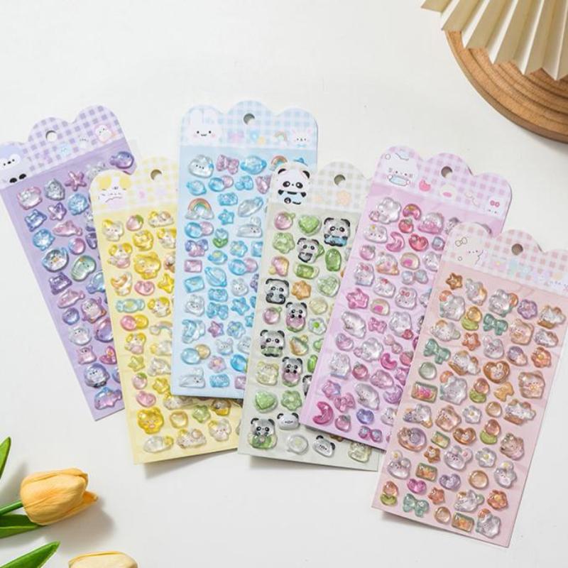 Cute Cartoon Animal Noctilucent 3D  Relief Stickers Fun Aesthetic Stickers Diy Phone Case Diary Stationery Sticker Gift