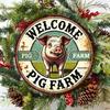 Welcome To The Pig Farm Vintage Round Aluminum Sign, Cute Animal Wall Decor for Bedroom Kitchen Bar, Durable Hanging Plaque