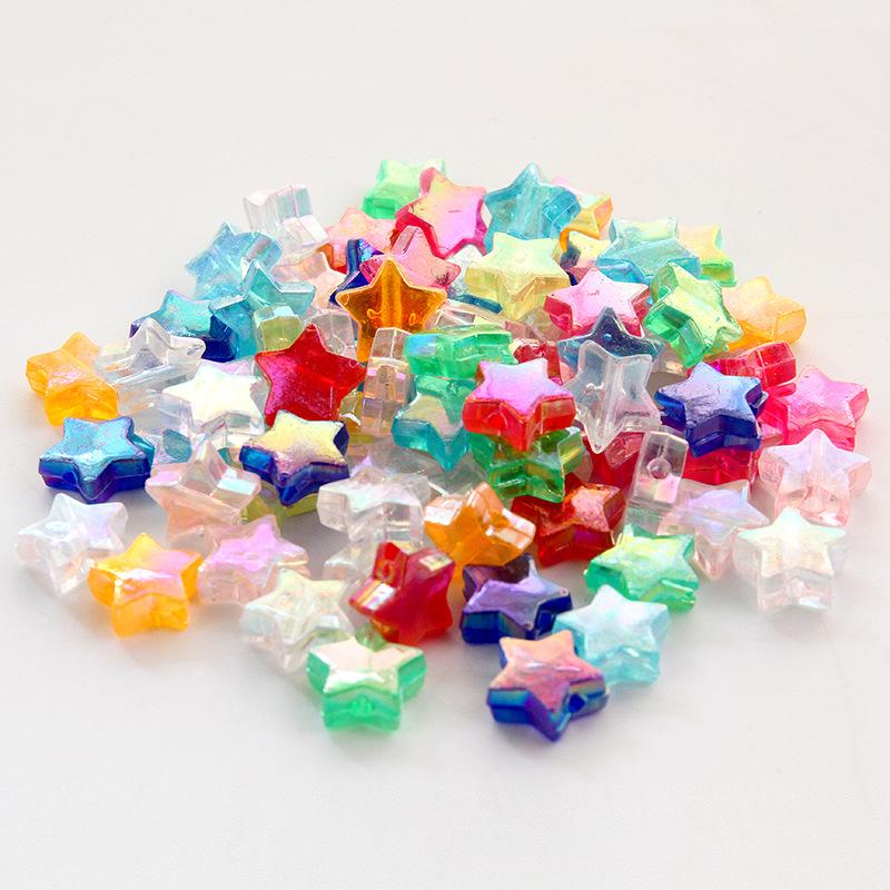 Artículos para fiestas en casa, moda, hechos a mano para hacer joyas, cuentas espaciadoras sueltas de color AB de pentagrama multicolor de alta calidad, cuentas de estrella elaboradas, 40 piezas nuevas