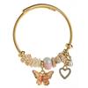 Fashionally Chic Butterfly-shaped Love Pendant Bracelet Made of Stainless Steel Wristband
