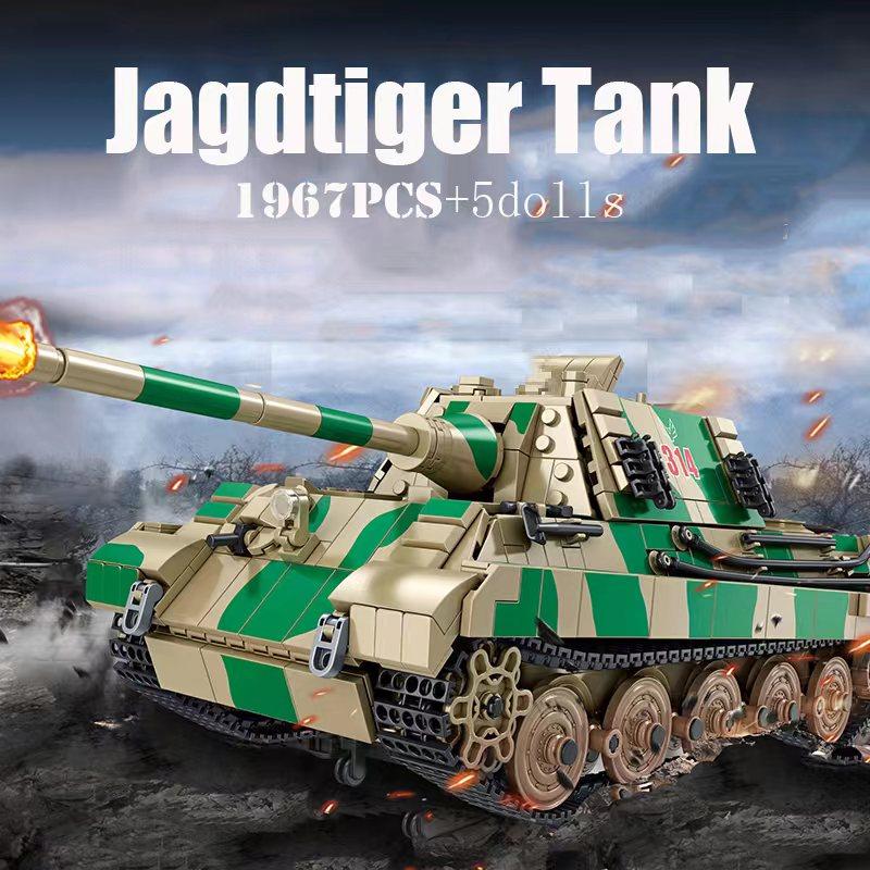 WW2 Military Jagdtiger Hunting Tiger Tank Building Block Set German Armored Vehicles Army Soldier Block Bricks Toy Children Birthday Gift Presents