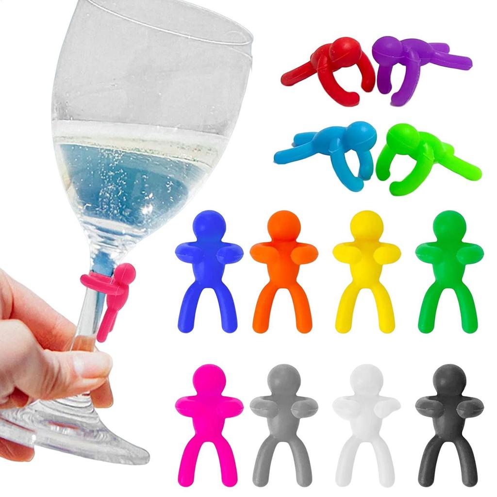 12Pcs Silicone Label Wine Glass Recognizer Drinking Glass Identification Labels Tag Signs for Party Barware Label Accessories