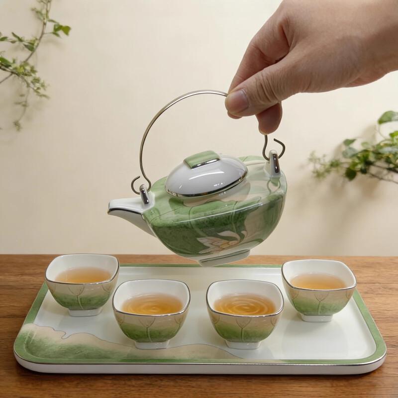 Hao Feng Gilded Silver Hand-painted Bone China Kung Fu Tea Set