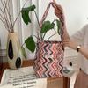 3 seaside vacation style rainbow striped shoulder bag spring and summer new large-capacity canvas bag handbag