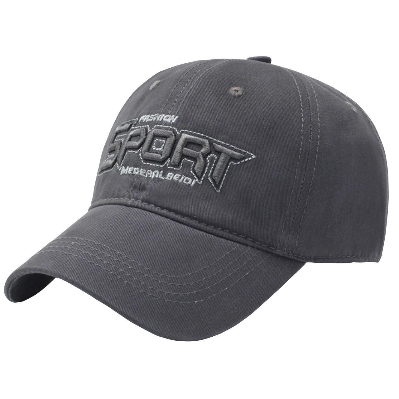 

English SPORTS Simple CA516 [White Fang] Hat, Letters, Logo, Cap, Design, Sports, Men s, Women s, (Gray)