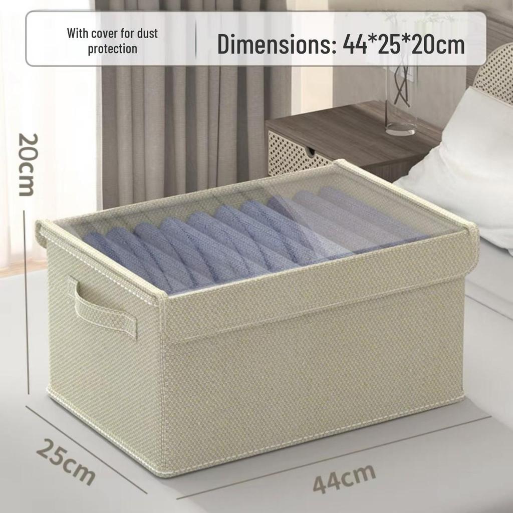 Fabric Drawer-Style Wardrobe Storage Box with Lid for Clothes and Pants