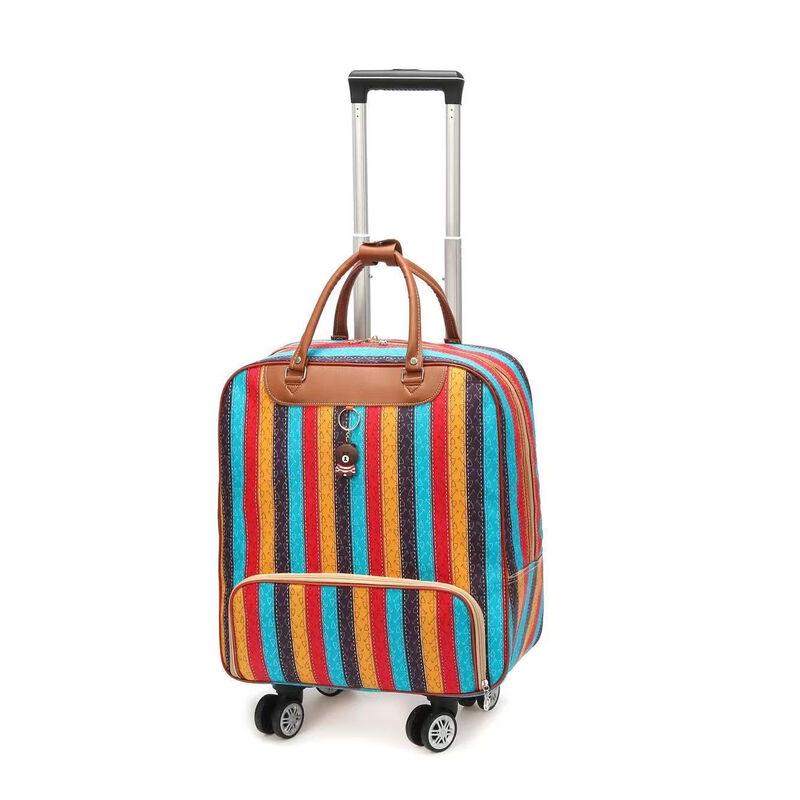 OEING Large Colorful Striped PU Universal Wheel Travel Bag