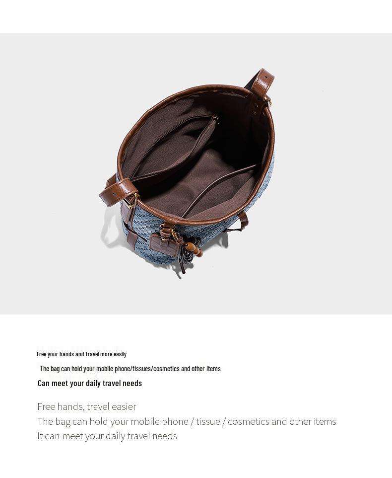 Women's 2025 Trendy Woven Bucket Bag - Large Capacity, Versatile Tote, Fashionable Crossbody/Single Shoulder Bag