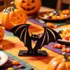 Black Matte Bat Ornament Halloween Ornament, Solid Wood Tea Candle Holder, Hollow Decor Spooky Decoration, for Desktop Electronic Candles Classroom