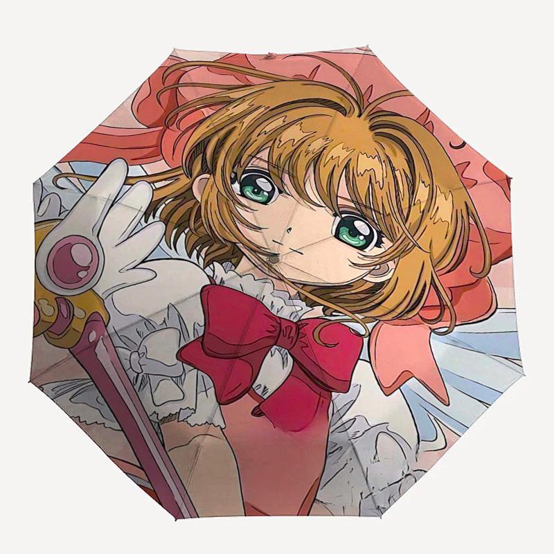 1pc Cardcaptor Sakura Outdoor Umbrella - Automatic Opening/Closing, Portable 3-Fold Design with 8-Bone Iron Frame - Perfect Gift for Fans, Travelers,