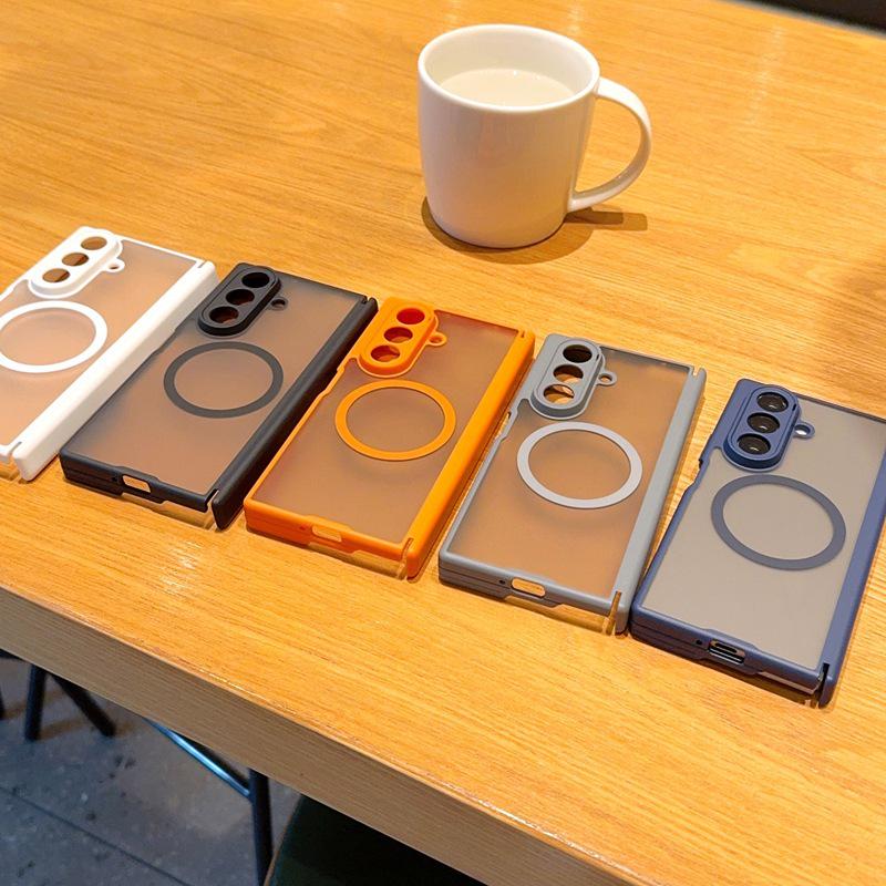 Samsung Z Fold 7 Magnetic Charging Case, Double-Axis Hinge, Matte Finish, Full Coverage Protective Skin.