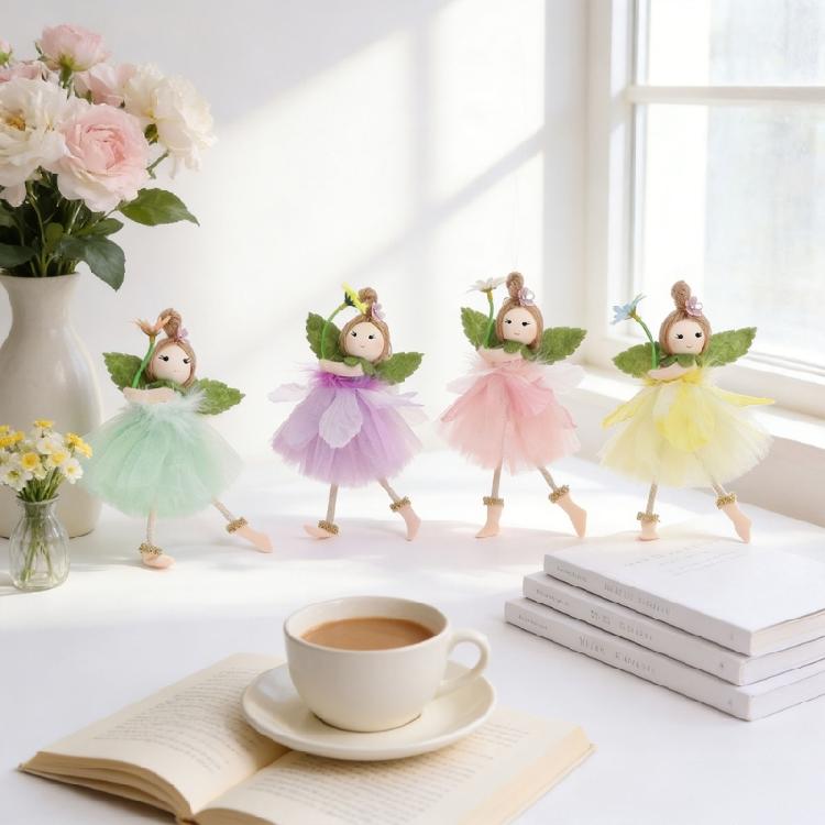 4Pcs Skirted Angel Girl Figure Pendant Hanging Ornaments for Wedding Baby Showers Birthday Parties Kid Rooms Decoration