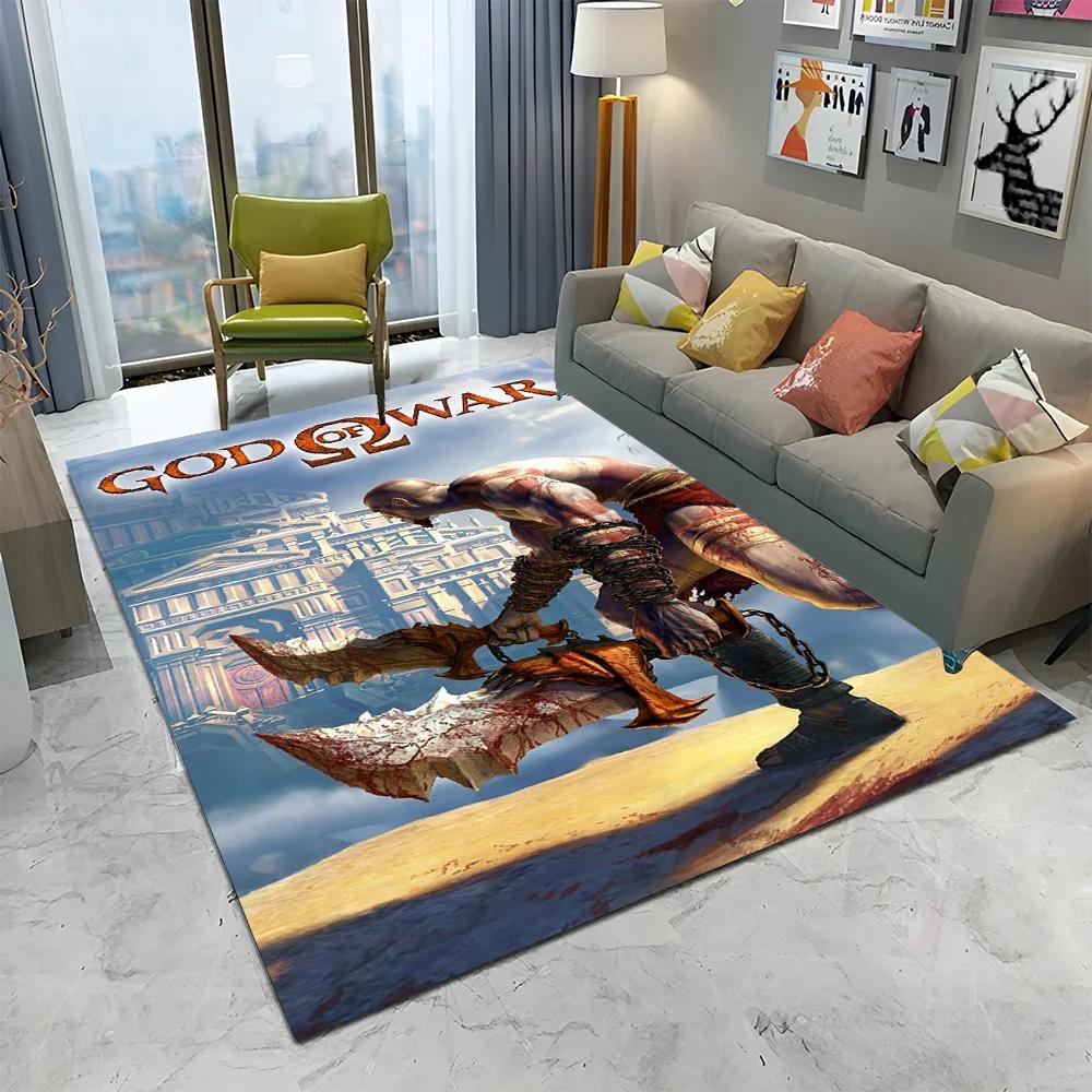 3D God of War Games Gamer Kratos HD Carpet Rug for Home Living Room Bedroom Sofa Doormat Decor,kids Area Rug Non-slip Floor Mat