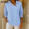 Women's Fashion Casual Solid Color Print Long Sleeve Blouses & Shirts