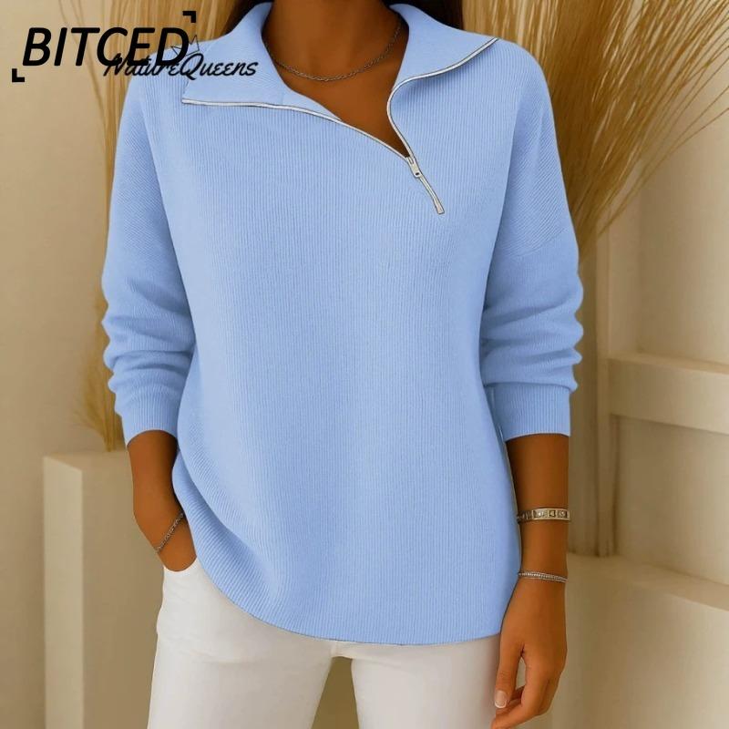 BITCED Women's Fashion Casual Solid Color Print Long Sleeve Blouses & Shirts