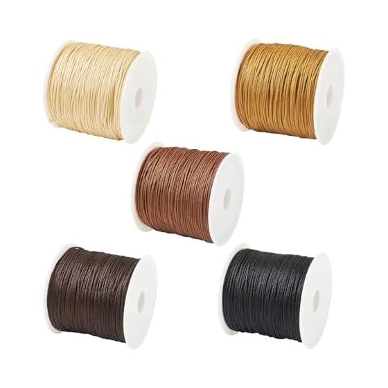 Beadthoven Nylon Thread Macrame String Cotton Rope 5 Roll Set 0.8mm Diameter Mixed Color 38-45m/roll Craft Accessories Braided String Weaving Yarn