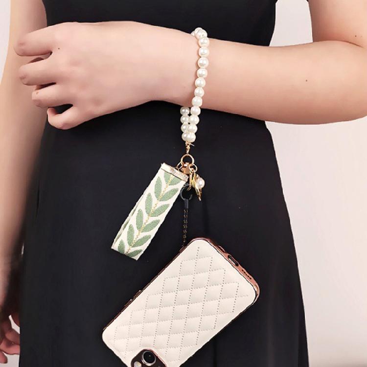 Alloy Keys Chain Pendant Leaf Striped Pearl Shells Accessories Bag Decoration